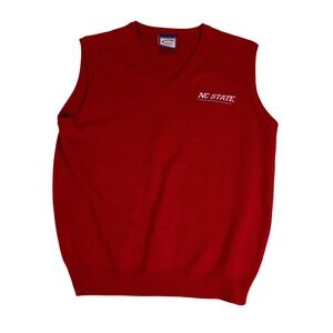 Cadre Athletic NC State Sweater Vest Mens Large Red Excellent Collegiate V-Neck